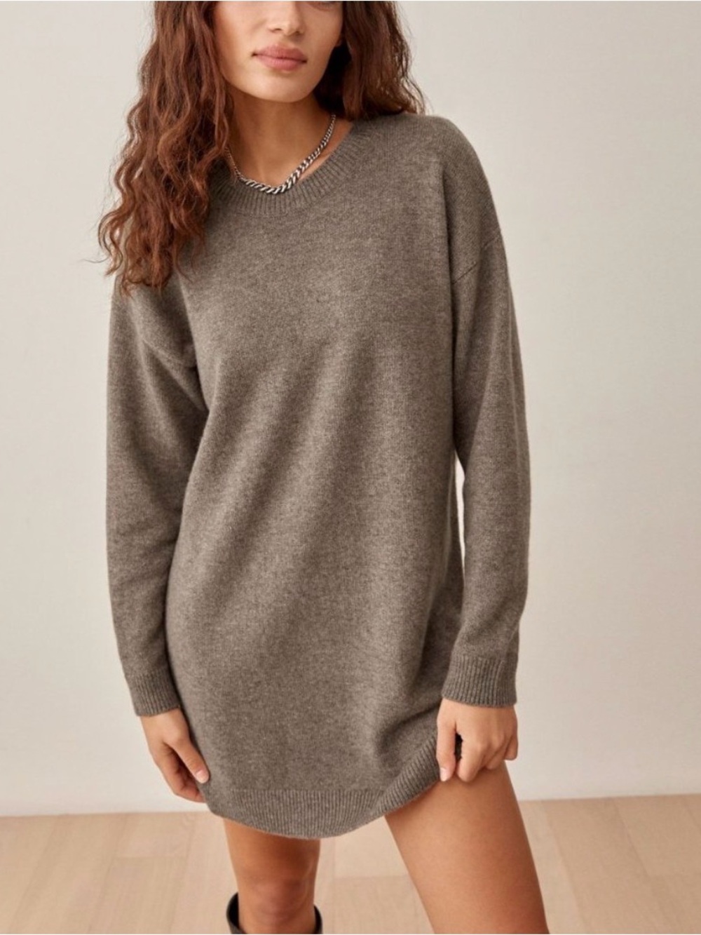 REFORMATION Henrietta Cashmere Dress in Taupe - Picture 4 of 11